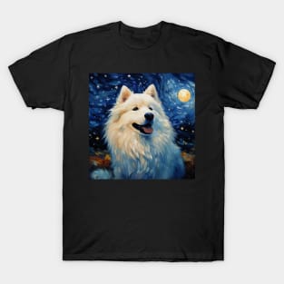 Samoyed at Night painting T-Shirt